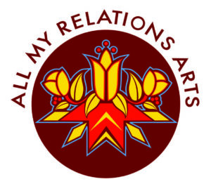 All My Relations Arts Logo. Circular with letters and flowers.
